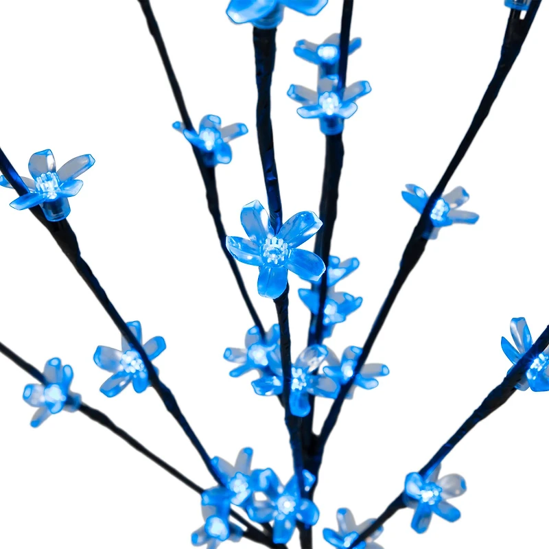 Set of 3 Pre-Lit Cherry Blossom Artificial Tree Branches 2.5' - Blue LED Lights