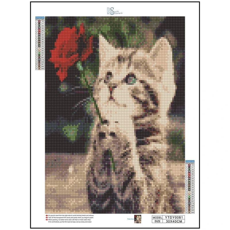 Sparkly Selections Beginner Kitten with a Rose Diamond Painting Kit, Square Diamonds