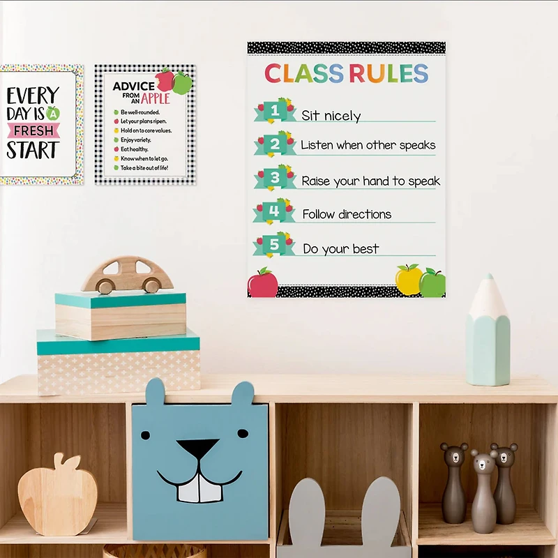 Creative Teaching Press® Apple Time Classroom Essentials Charts, 17" x 22", Pack of 4 Charts