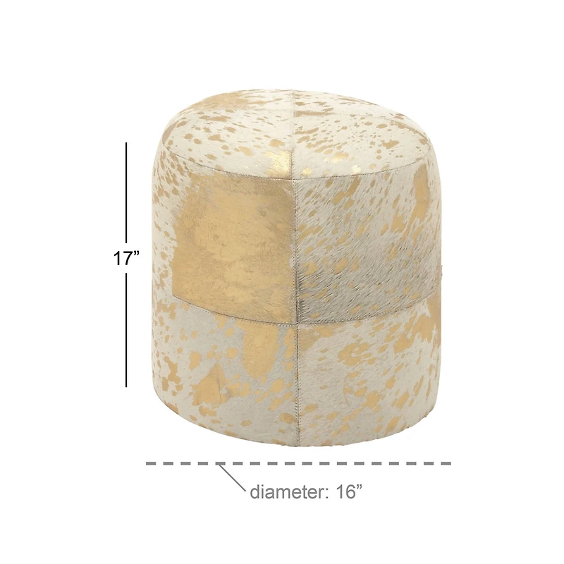 17" Gold Wood Glam Ottoman