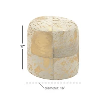 17" Gold Wood Glam Ottoman