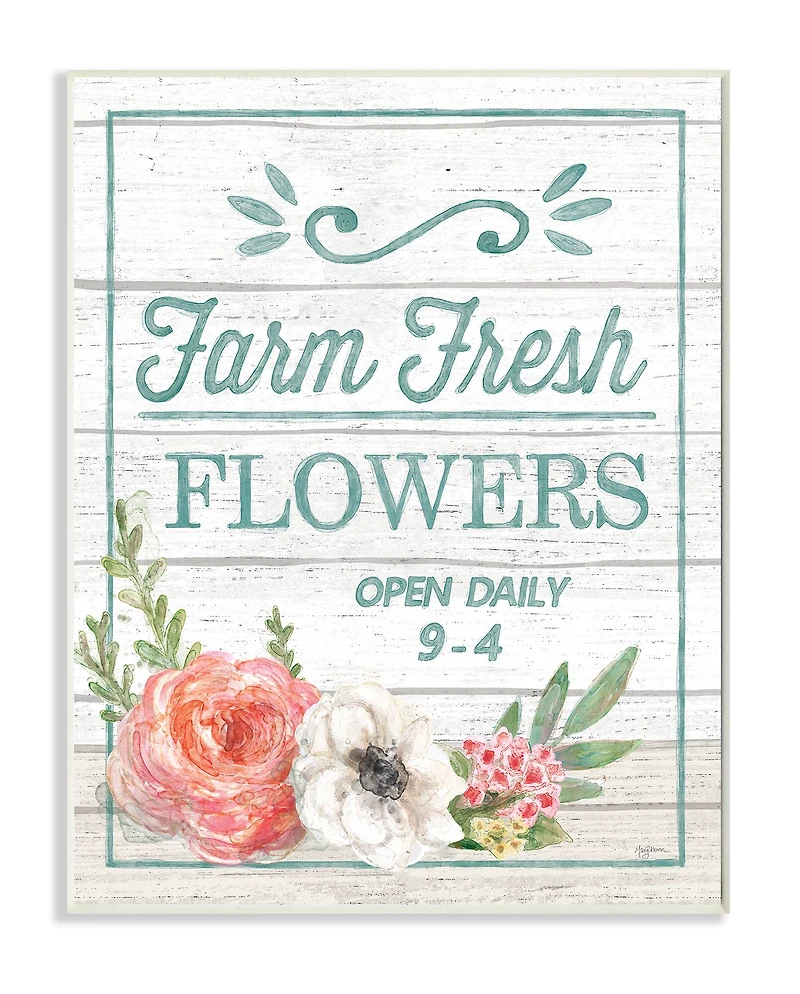 Stupell Industries Farm Fresh Flowers Wooden Wall Plaque