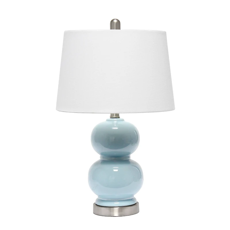 Lalia Home 21" Light Blue Dual Orb Table Lamp with Fabric Shade