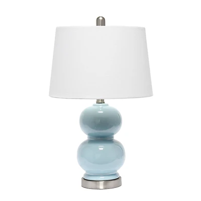 Lalia Home 21" Light Blue Dual Orb Table Lamp with Fabric Shade