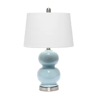 Lalia Home 21" Light Blue Dual Orb Table Lamp with Fabric Shade