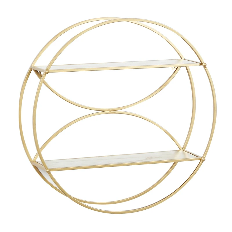 CosmoLiving by Cosmopolitan Gold Metal Contemporary Wall Shelf, 22" x 22" x 7"