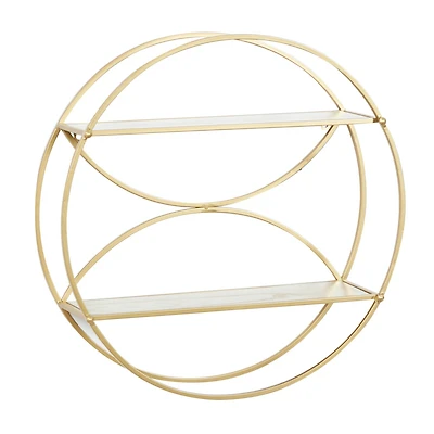 CosmoLiving by Cosmopolitan Gold Metal Contemporary Wall Shelf, 22" x 22" x 7"