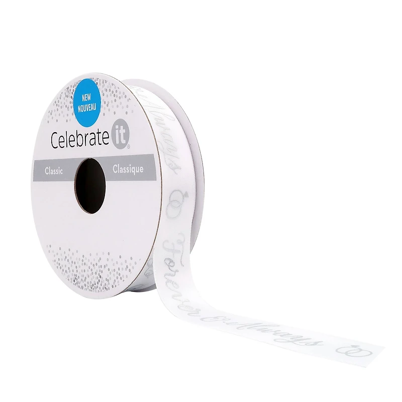 5/8'' x 7yd. Satin Foil Forever Ribbon by Celebrate It®