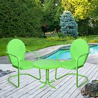 3-Piece Retro Metal Tulip Chairs & Side Table Outdoor Set
