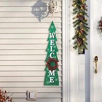 Glitzhome® 3.5ft. Wooden Welcome Christmas Tree Porch Sign