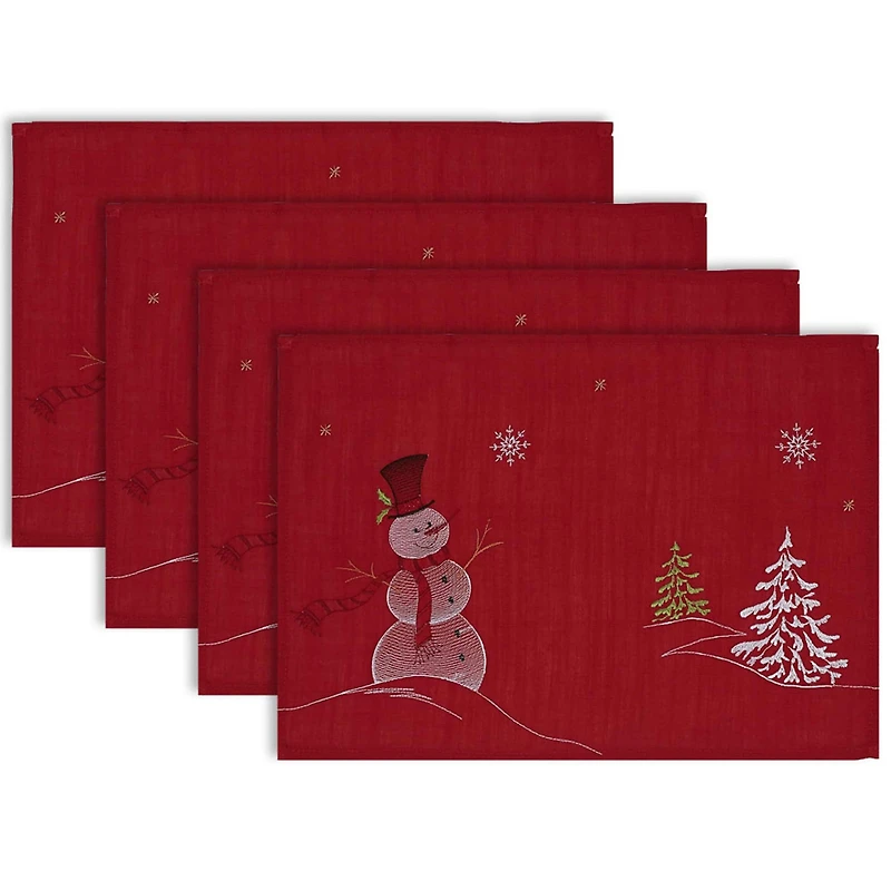 DII® Embroidered Snowman Placemats, 4ct.