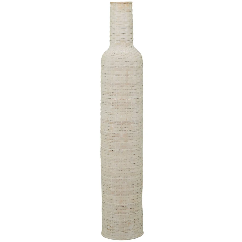 White Bamboo Tall Woven Floor Vase 9" x 9" x 48"