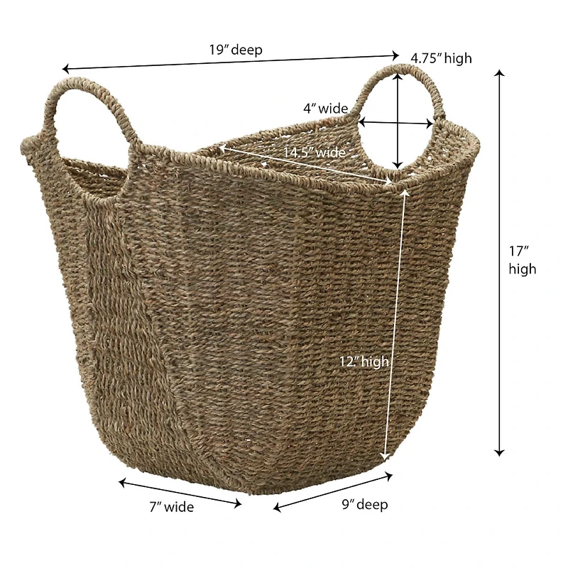 Household Essentials 17.5" Natural Woven Seagrass Basket with Handles