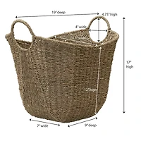 Household Essentials 17.5" Natural Woven Seagrass Basket with Handles