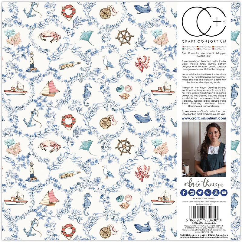 Craft Consortium Double-Sided Paper Pad 12" x 12" 40 ct. Ocean Tale