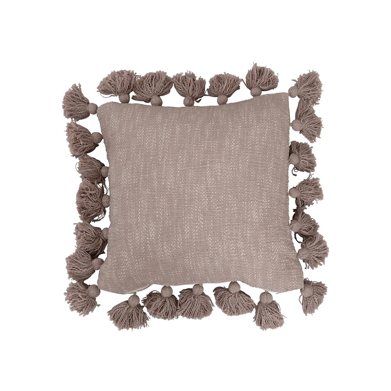 Hello Honey® Lavender Woven Mélange Cotton Pillow with Tassels