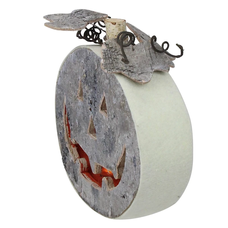 9.25" Gray LED Jack-O-Lantern Halloween Table Top Decoration