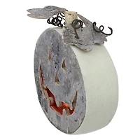 9.25" Gray LED Jack-O-Lantern Halloween Table Top Decoration