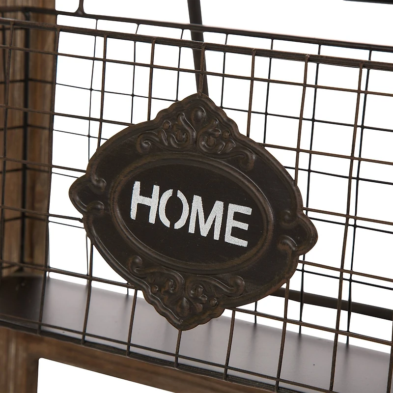 Glitzhome® 43.31" Farmhouse Metal & Wooden Magazine Rack