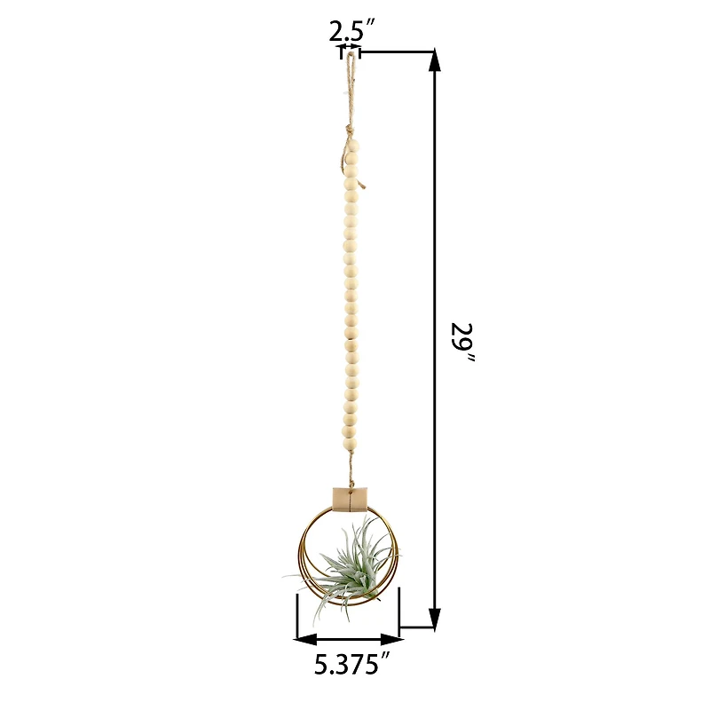 Flora Bunda® 29" Air Plant in Hanging Beaded Wood Planter