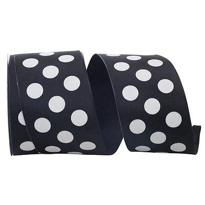 The Ribbon Roll 2.5" x 20yd. Satin Wired Large Dots Ribbon