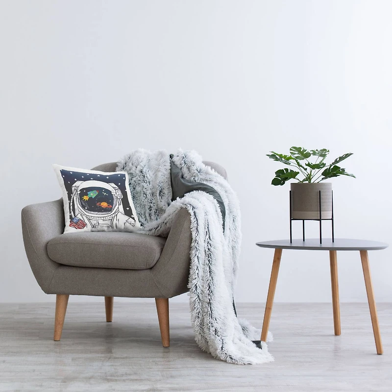 Stupell Industries US Astronaut Outer Space Galaxy Reflection Throw Pillow, 18" x 18"