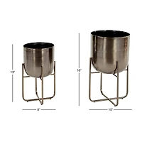 Metal Contemporary Stand Planter Set