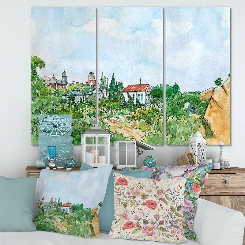 Designart - White House With Red Roof In The Countryside