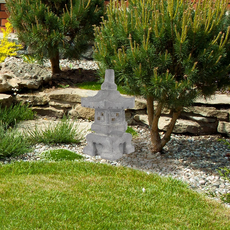 20" Solar Powered LED Pagoda Outdoor Garden Statue