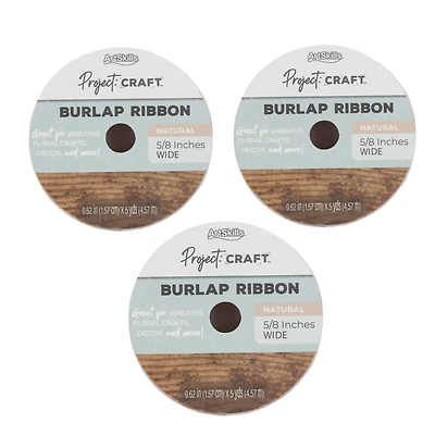 ArtSkills® Project: Craft™ 5/8” x 5yd. Burlap Ribbon, 3ct.