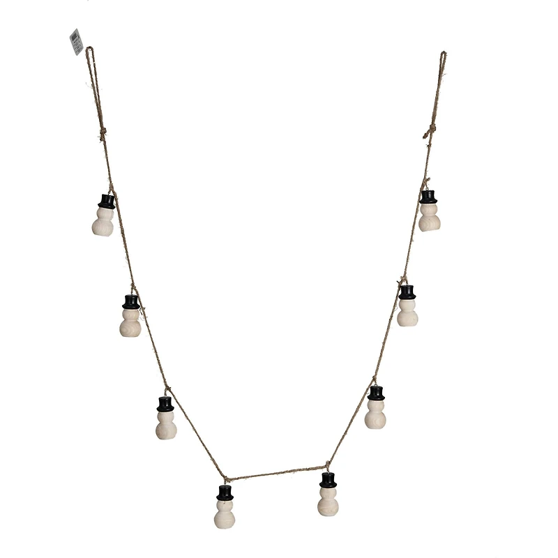 Hello Honey® 6ft. Decorative Wood Snowman with Jute Rope Garland