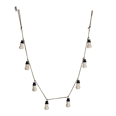 Hello Honey® 6ft. Decorative Wood Snowman with Jute Rope Garland