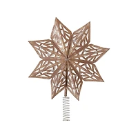 Hello Honey® 14.5" Brown & Gold Decorative Paper Star Tree Topper with Snowflake Pattern