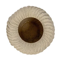 Hello Honey® 8.5" White Speckled Sand Finish Stoneware Pleated Planter
