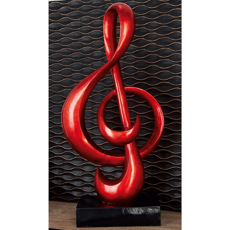 33" Red Polystone Contemporary Abstract Sculpture