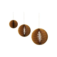 Hello Honey® Round Paper Honeycomb Ornaments with Gold Glitter Set