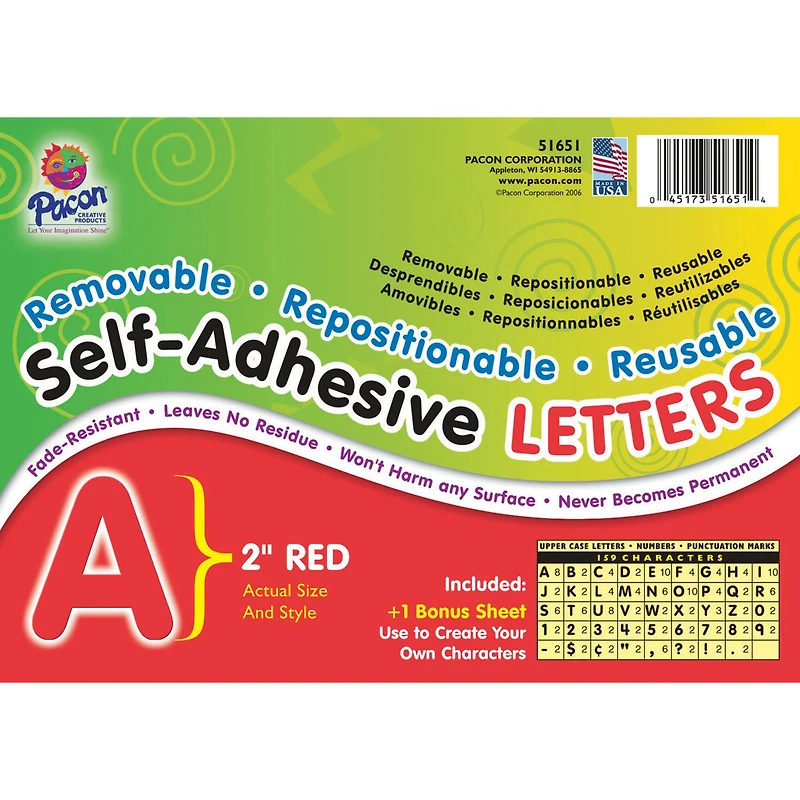 Pacon® 2" Red Puffy Font Self-Adhesive Letters, 2 Packs of 159