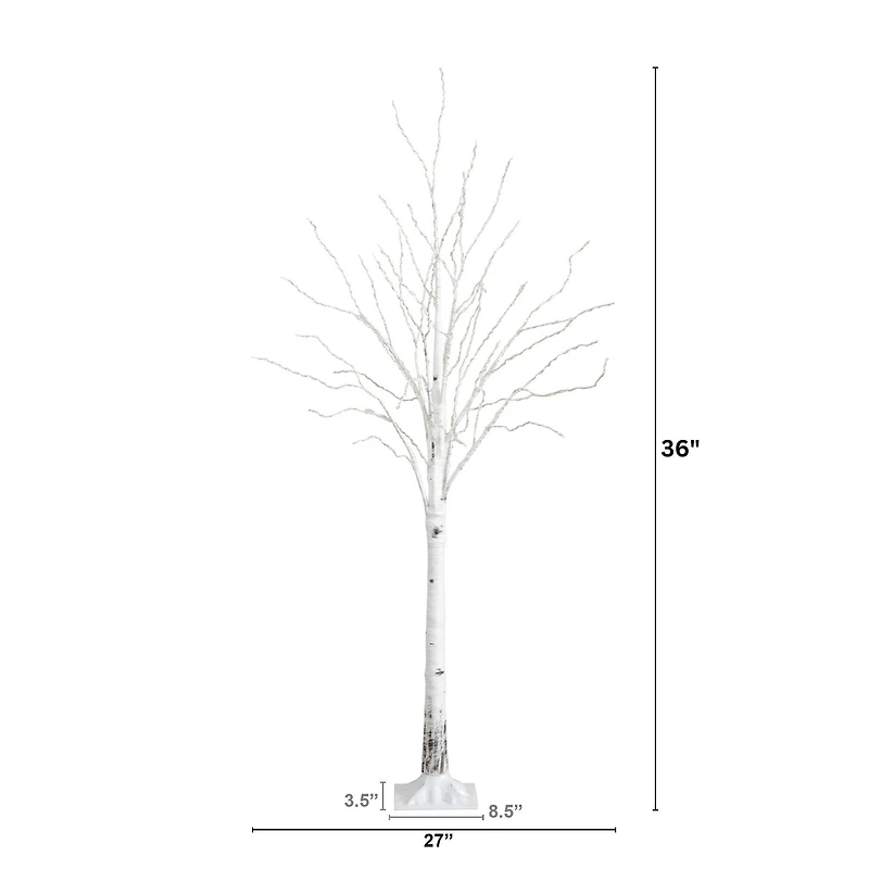 3ft. Pre-Lit White Birch Artificial Tree, Warm White LED Lights