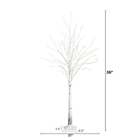 3ft. Pre-Lit White Birch Artificial Tree, Warm White LED Lights