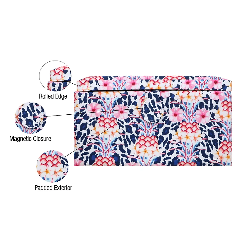 SINGER® Large Tropical Animal Print Premium Sewing Basket with Travel Sewing Kit