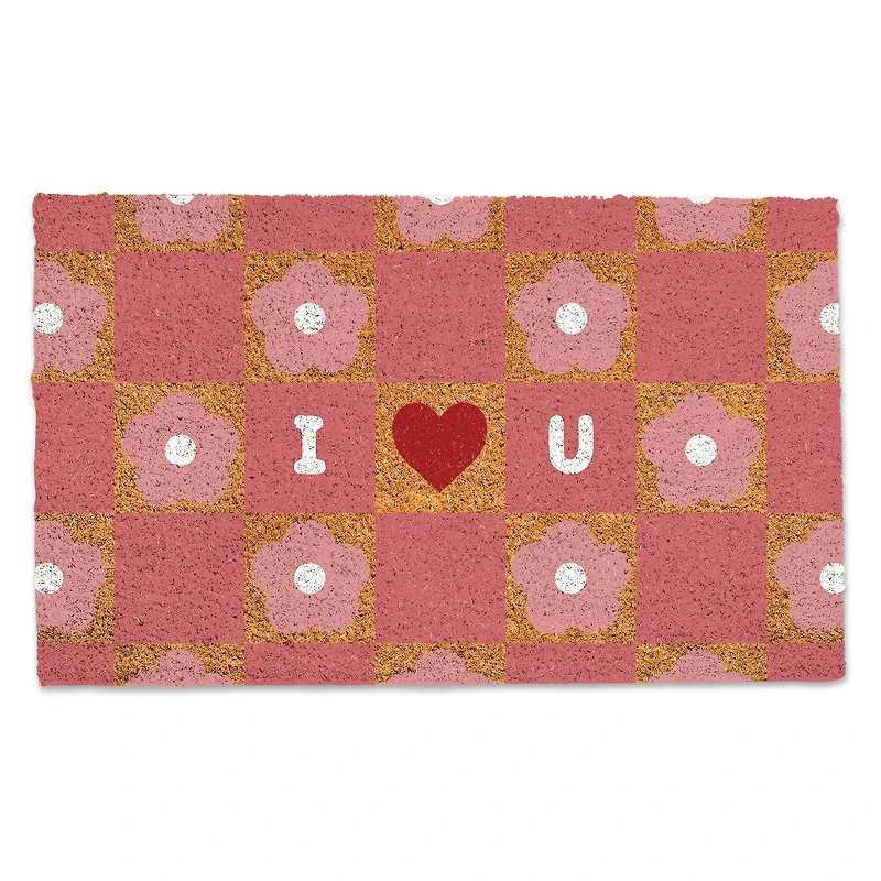 I Heart You Daisy Check Doormat