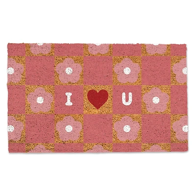 I Heart You Daisy Check Doormat