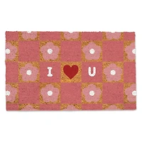 I Heart You Daisy Check Doormat
