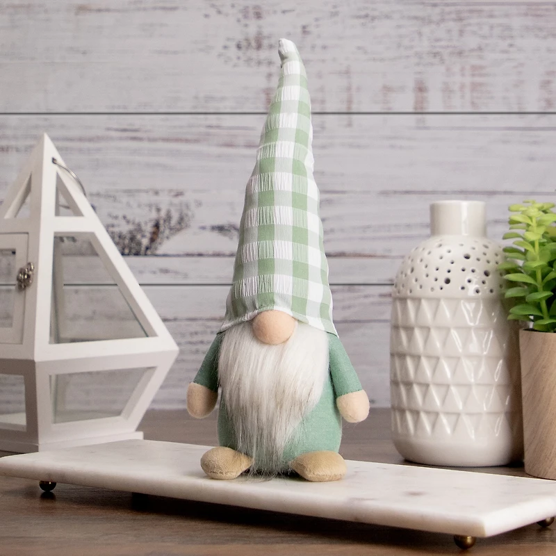 12" Spring Gnome with Green Plaid Hat