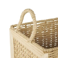 Brown Rattan Woven Decorative Storage Basket with Rope Handles, 3ct.