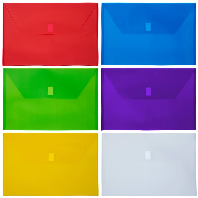 JAM Paper 9.5" x 14.37" Hook & Loop Closure Plastic Envelopes, 6ct.