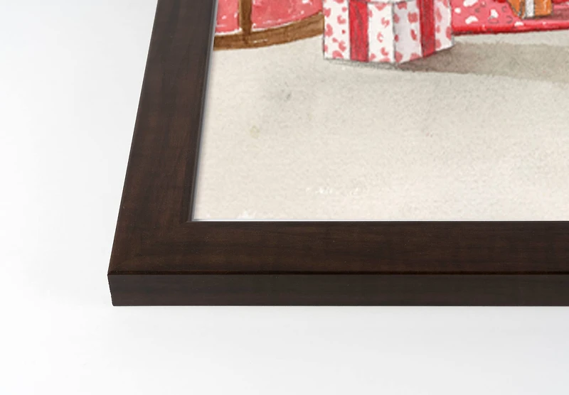 Christmas Morning Walnut Framed Print Under Plexiglass