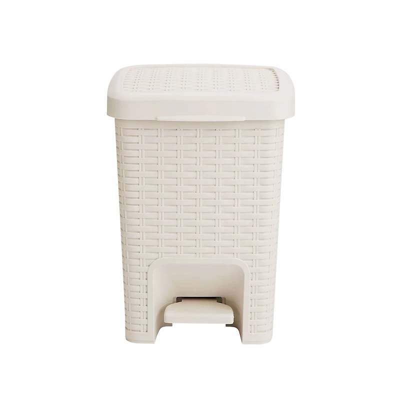 Mind Reader Ivory Step Bathroom Wastebasket Trash Garbage Can