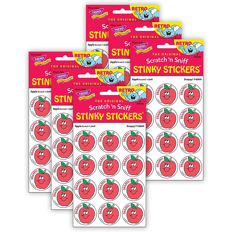 TREND Enterprises® Snappy! Apple Scented Stickers, 6 Packs of 24