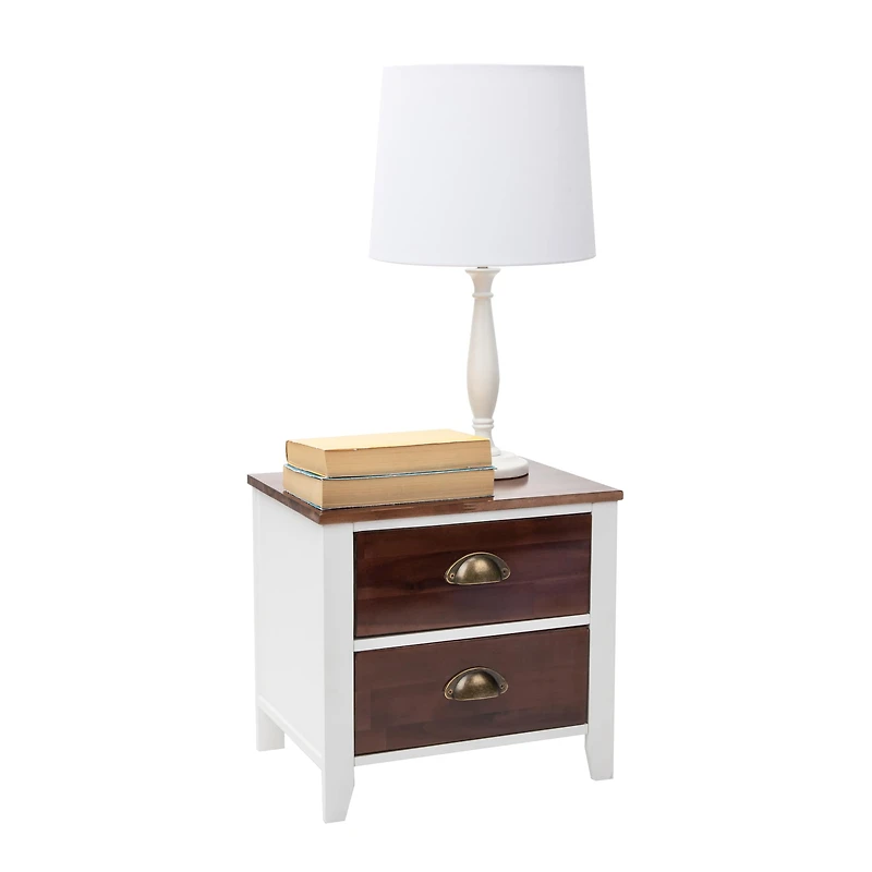 Mind Reader Woodland Collection Brown & White 2-Drawer Nightstand